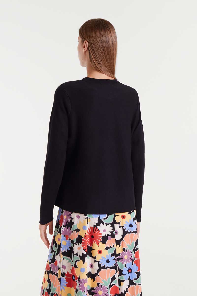 Black flared knit sweater