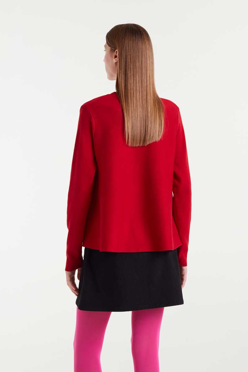 Red packaged knitted sweater