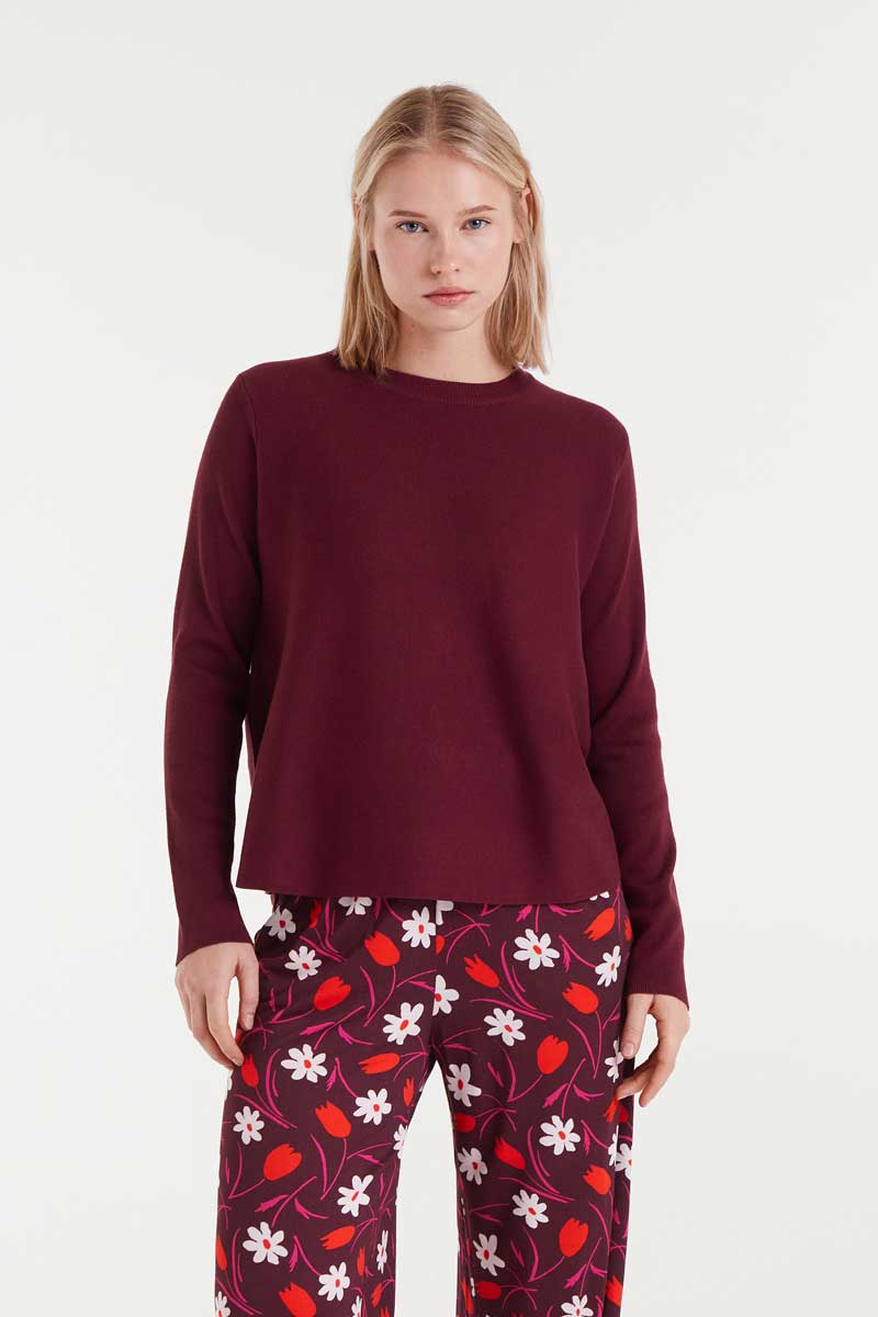 Burgundy packaged knit sweater