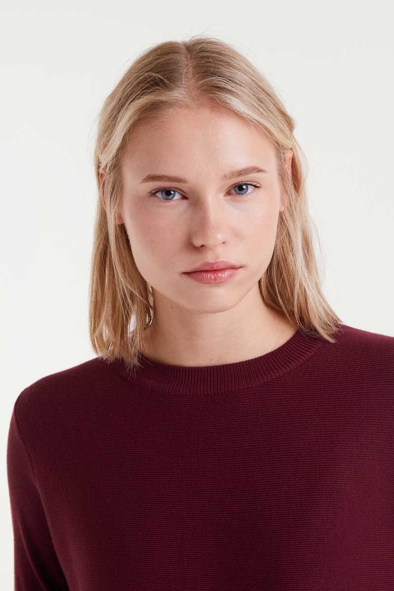Burgundy packaged knit sweater