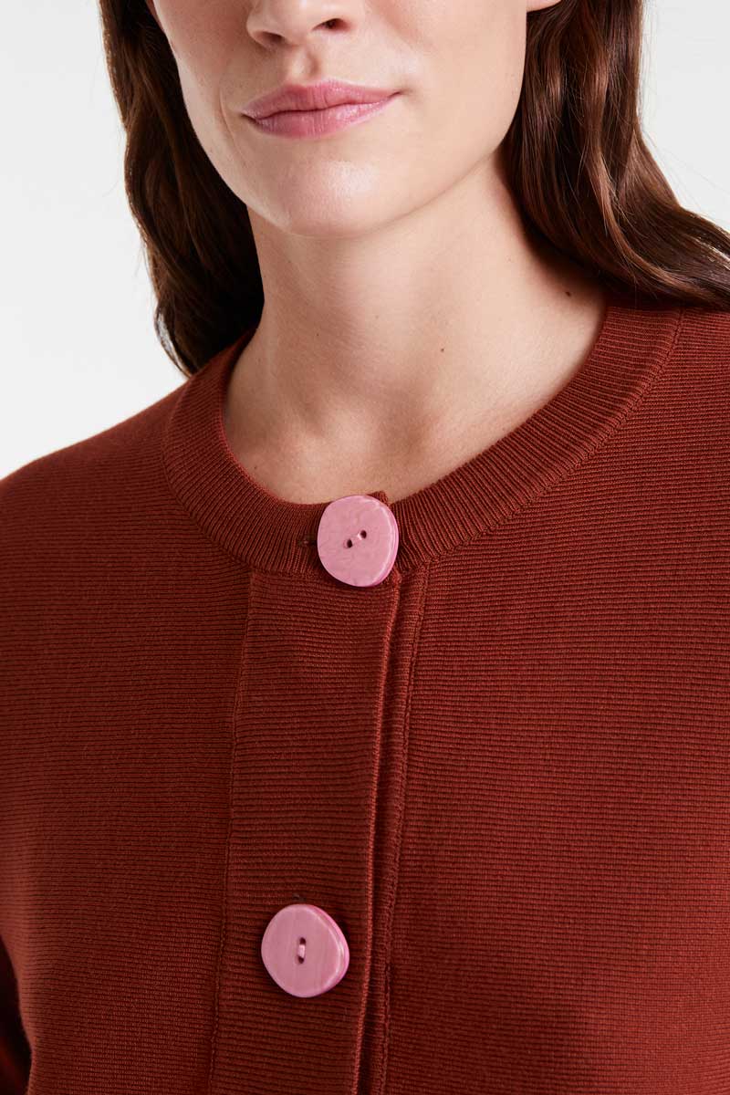 Brown A-line knit cardigan