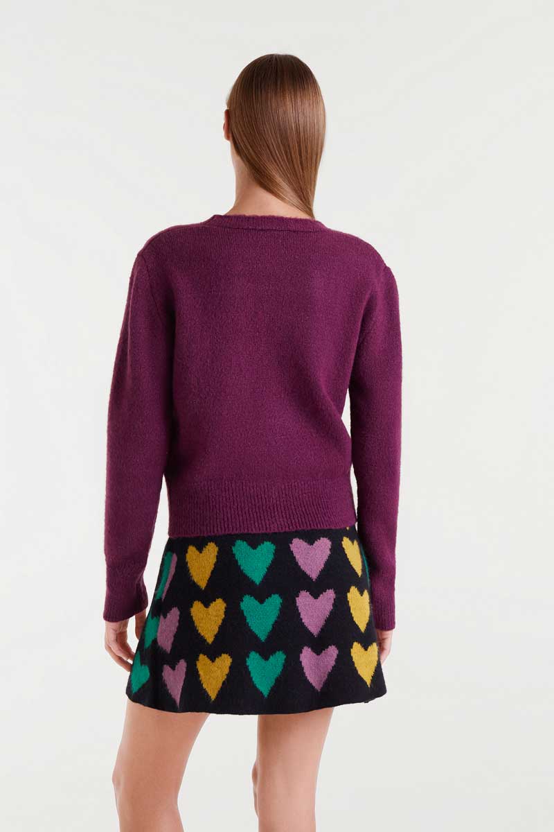 Burgundy knitted cardigan