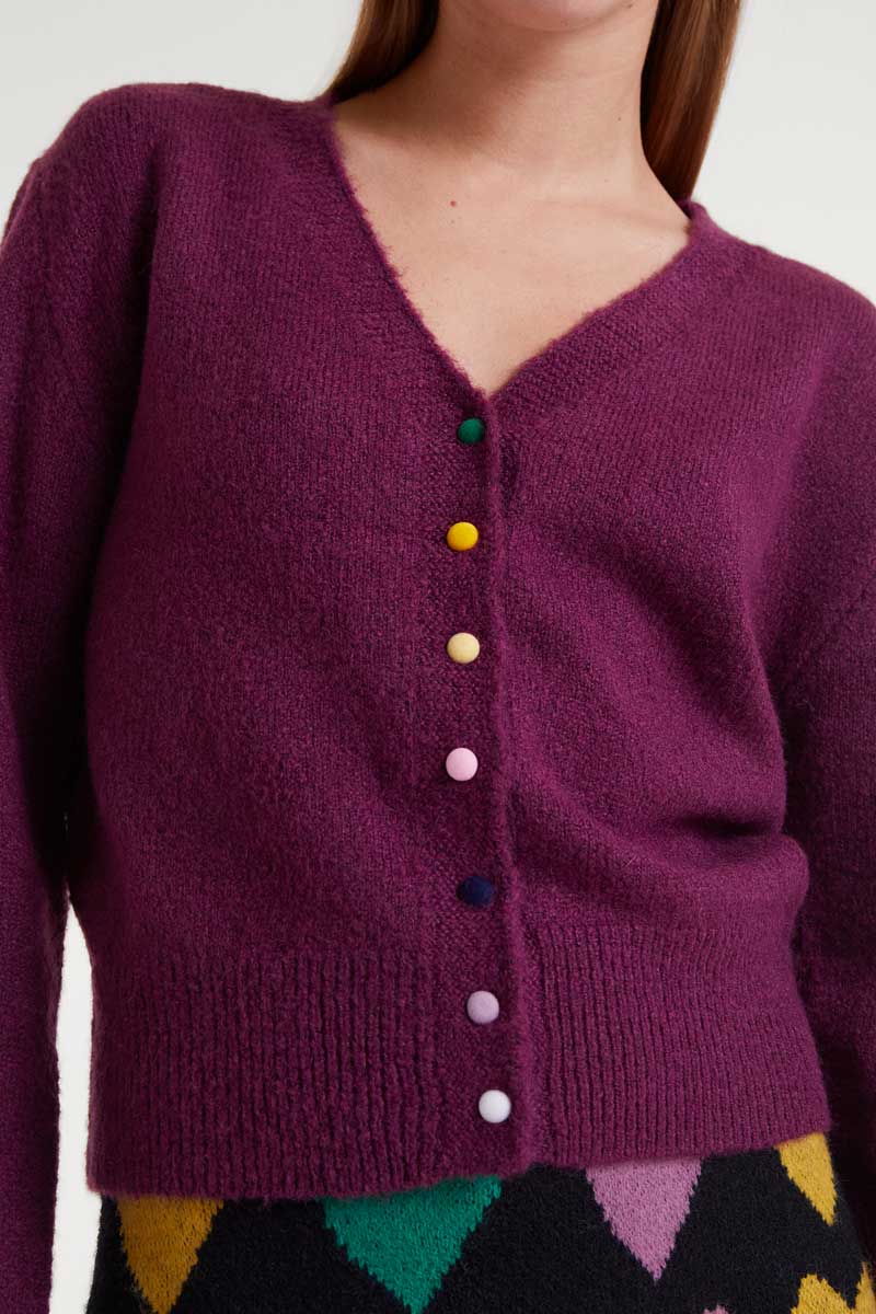 Burgundy knitted cardigan