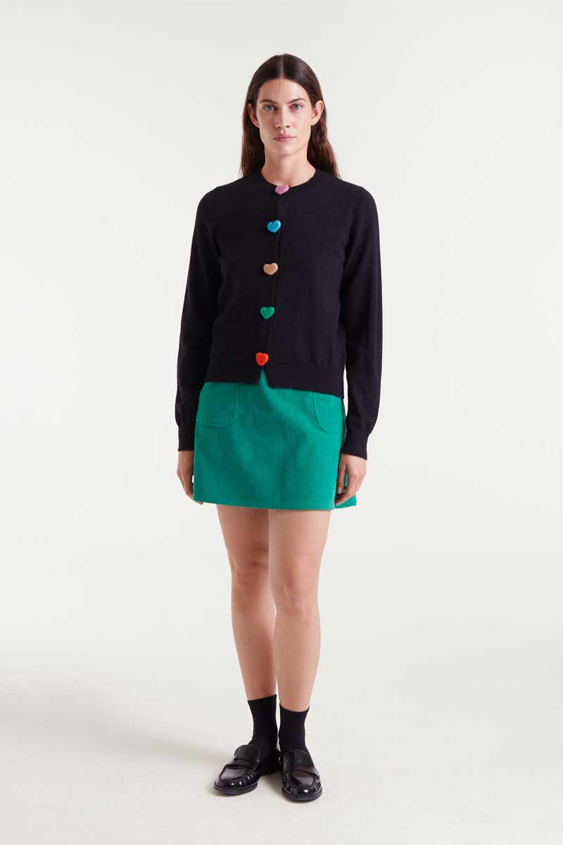 Black knitted cardigan with heart detail