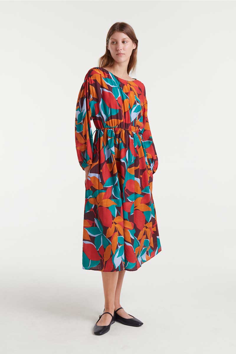 Lightweight crepe midi dress with Ponziana print