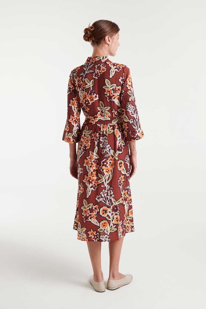 Lightweight crepe midi dress with Daisy print
