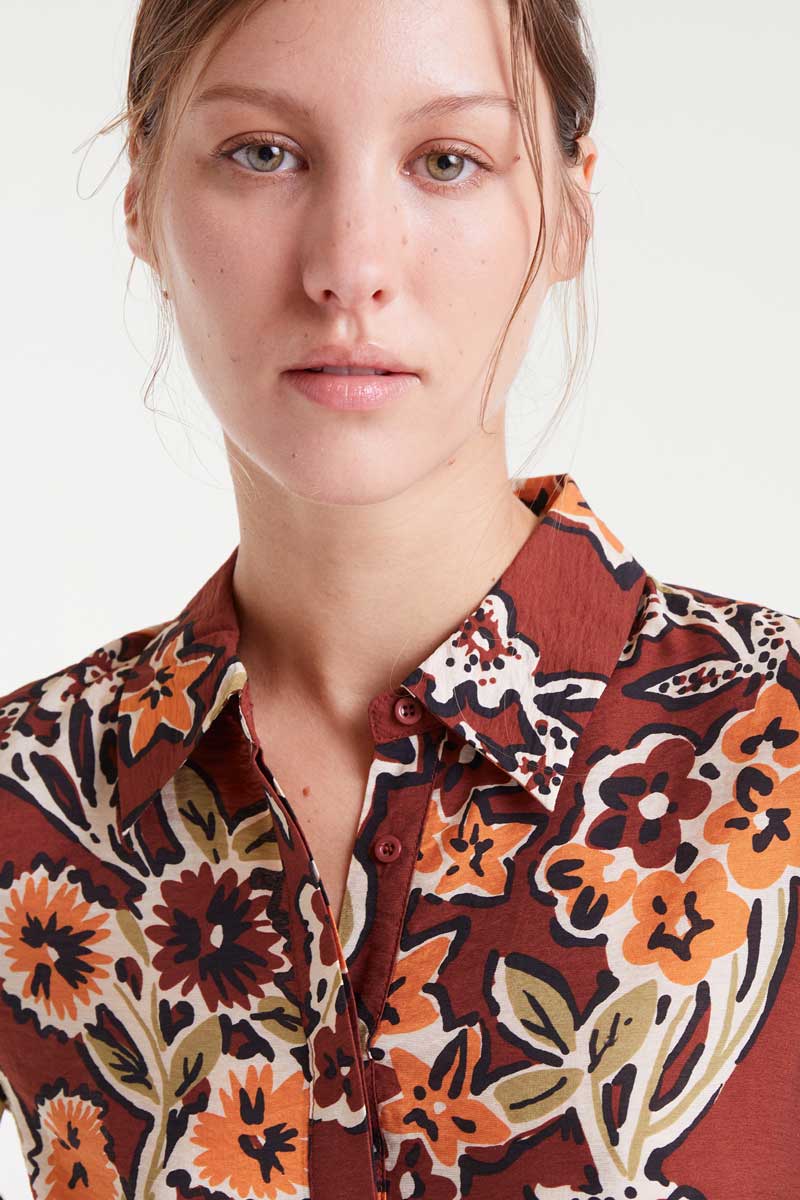 Lightweight crepe midi dress with Daisy print