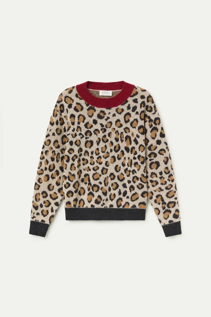 Mini Leopard Print Jacquard Sweater