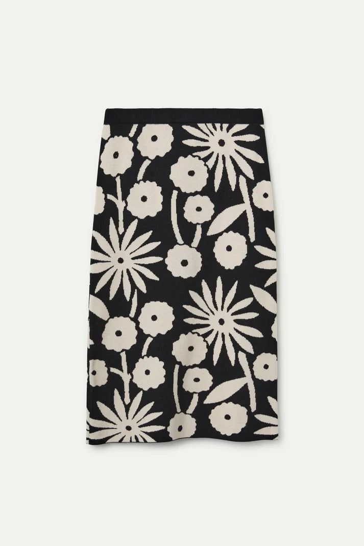 Tofu print jacquard midi skirt