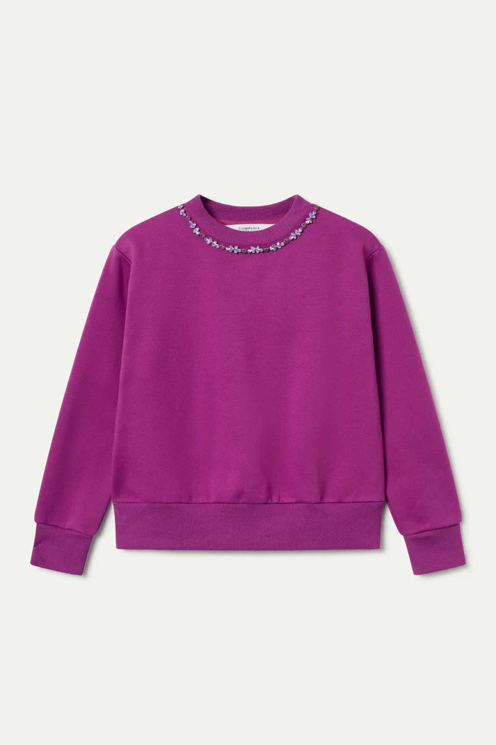 Magenta jewel neck sweatshirt