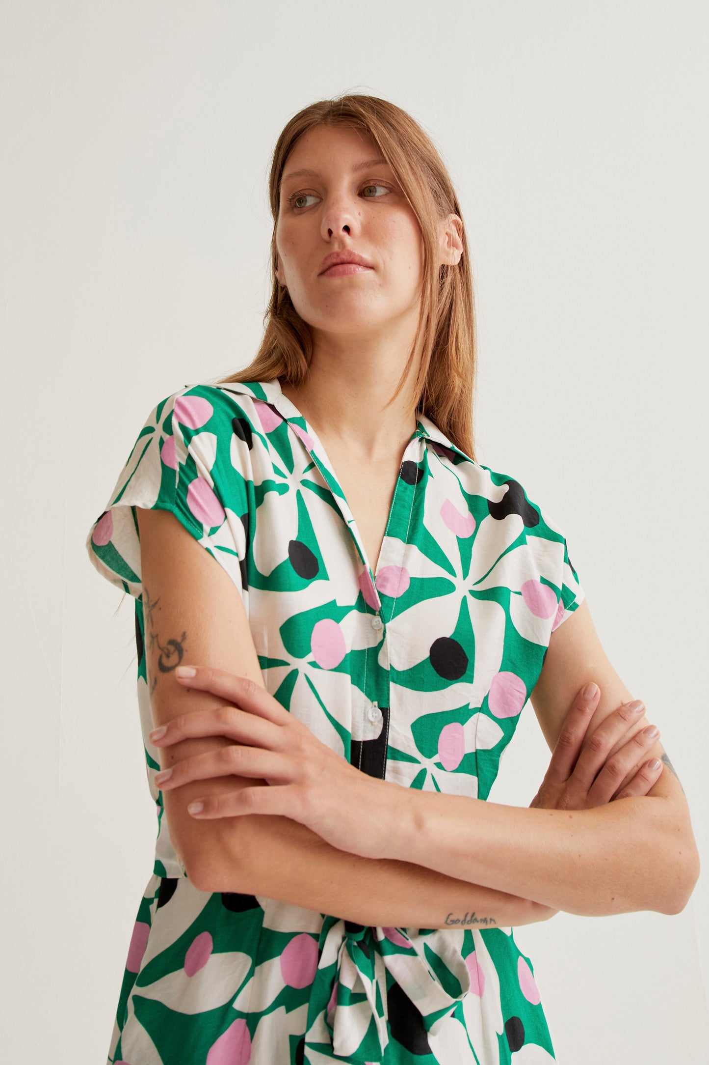 Long dress with Hosta print