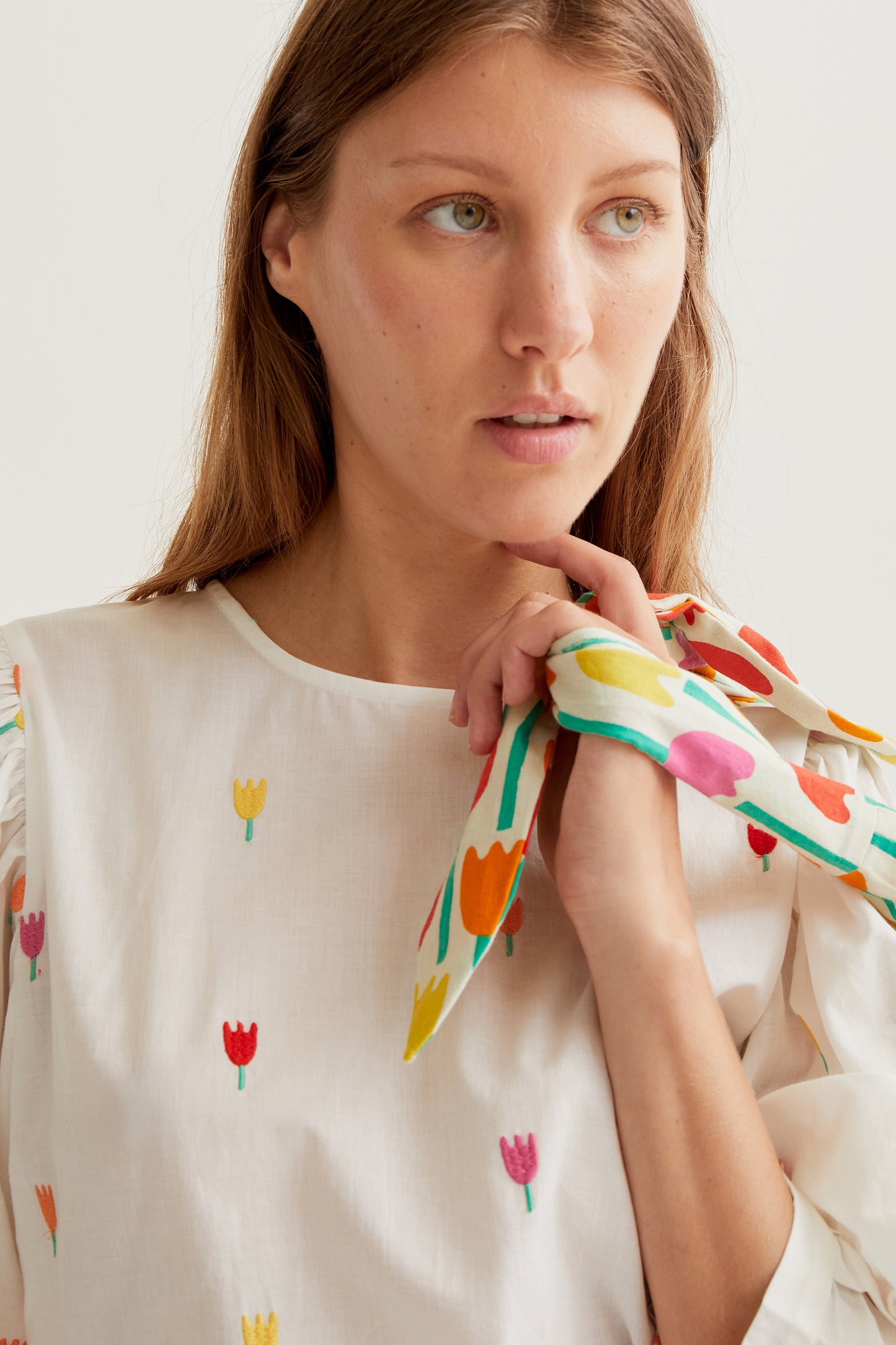 Top 100% cotton with Multi Tulip print