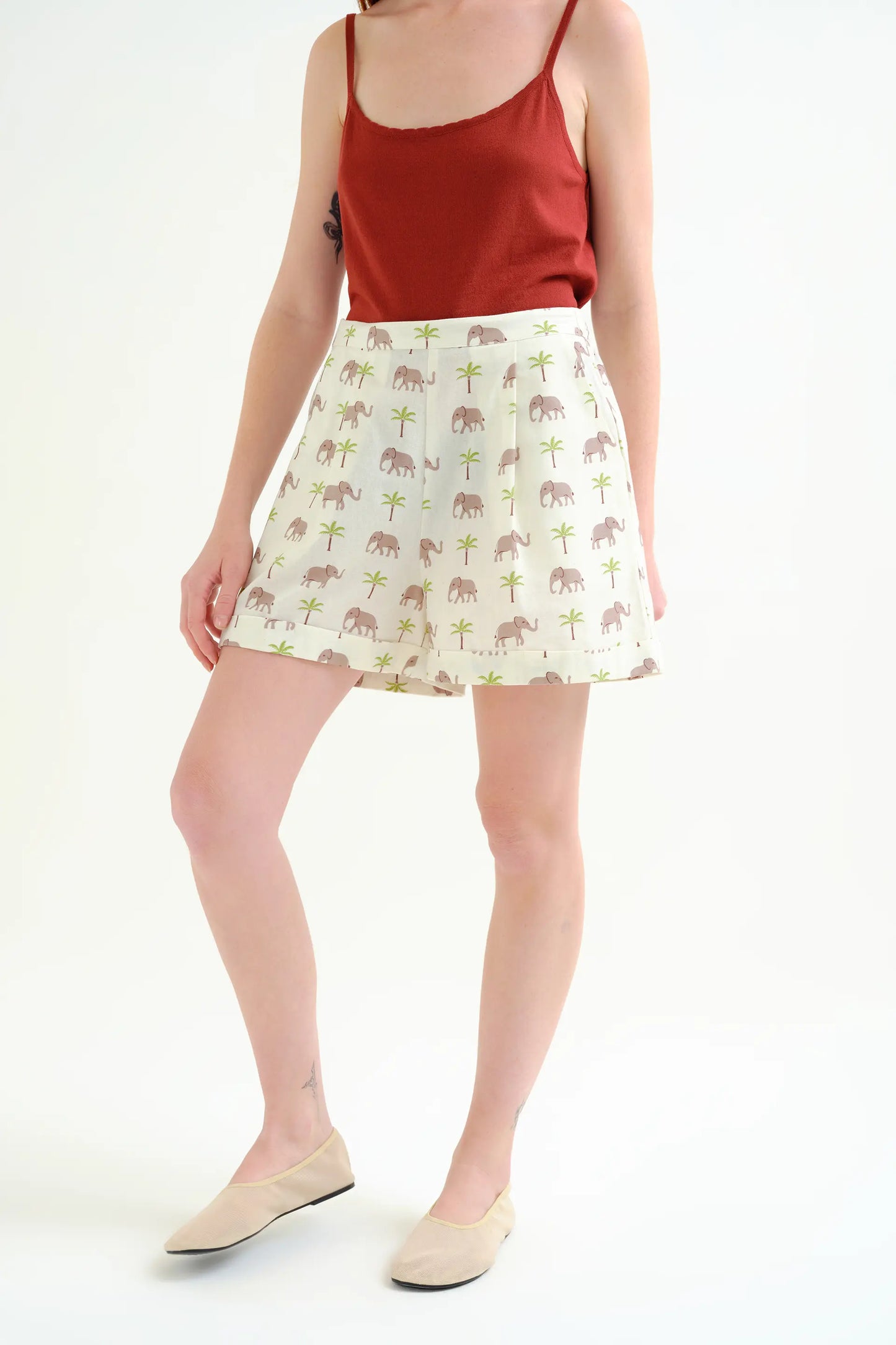 Elephant print shorts