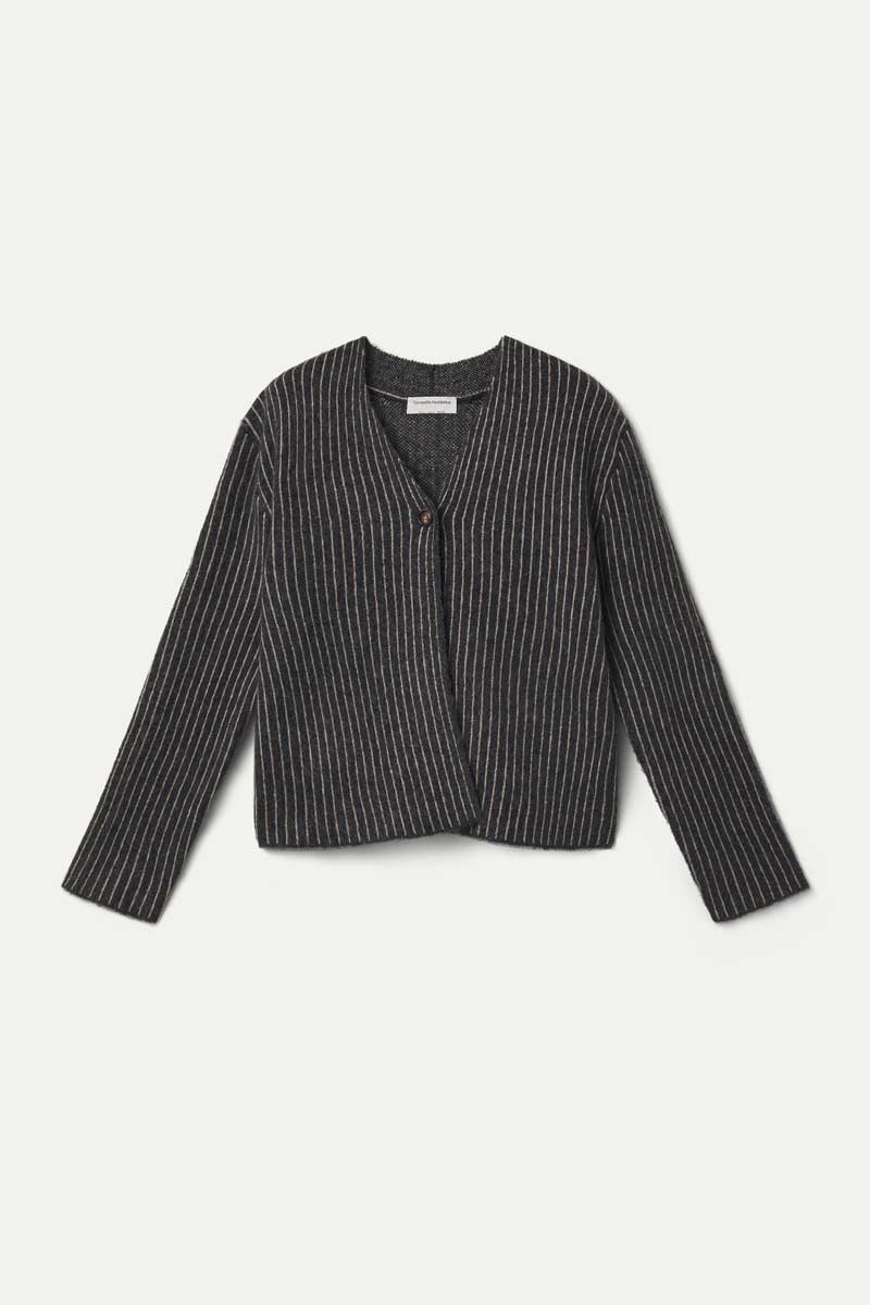 Dark grey and white striped cardigan