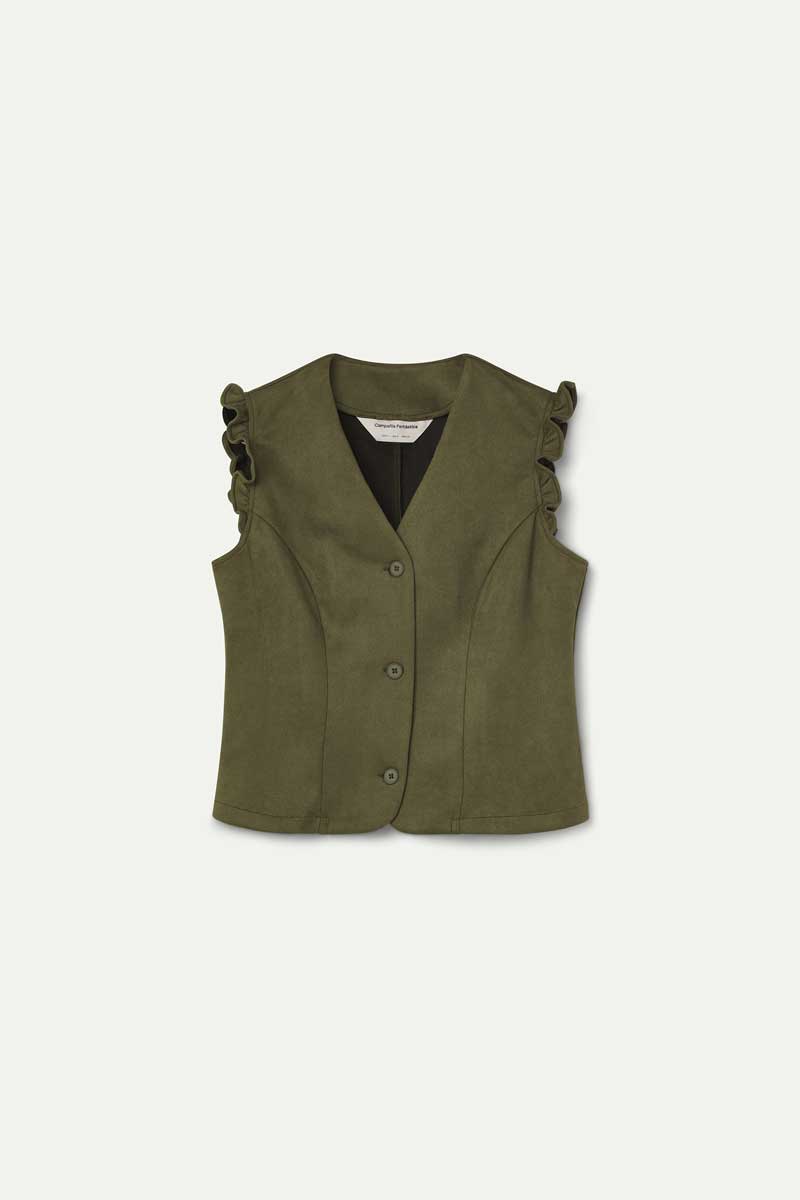 Olive green suede vest