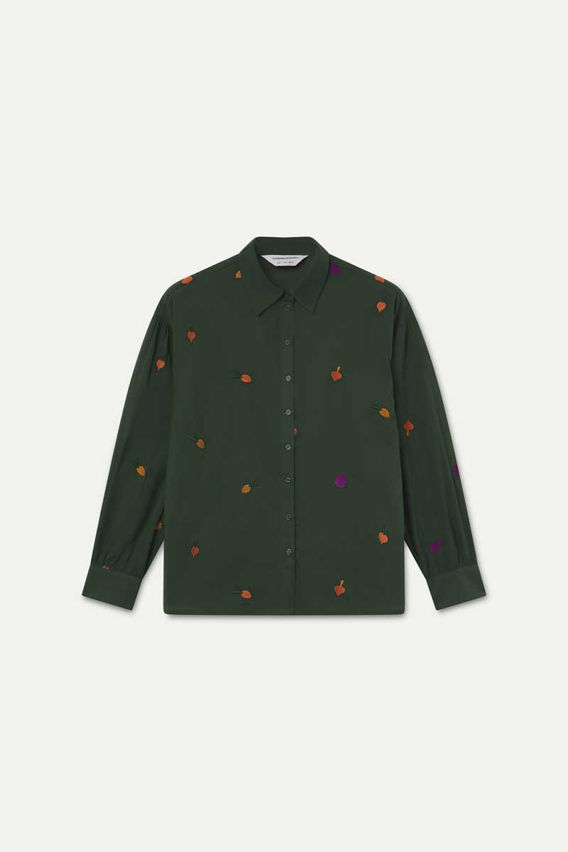 100% cotton shirt with vegetable embroidery
