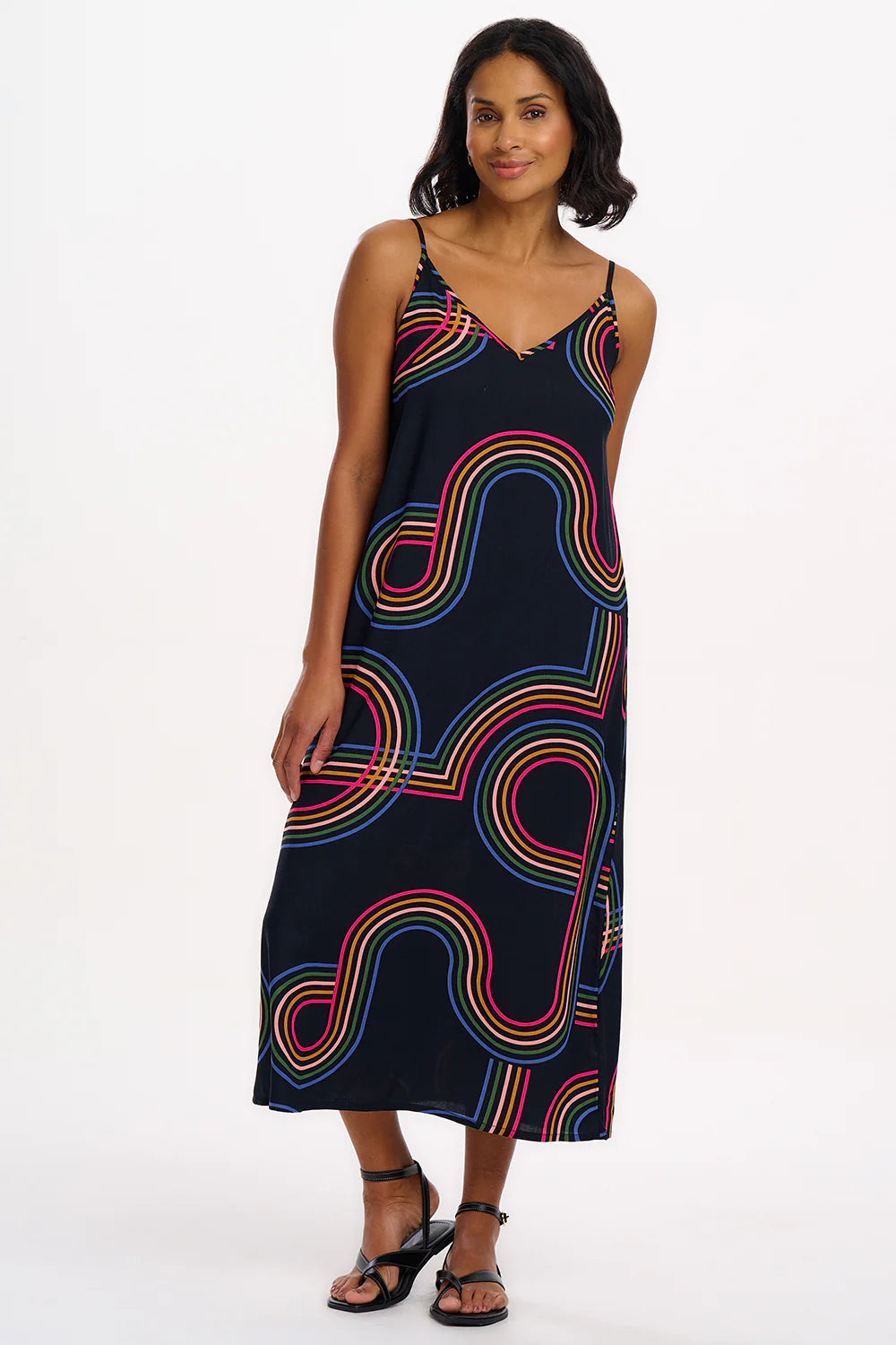 Gretchen Midi Sundress - Black, Retro Racer