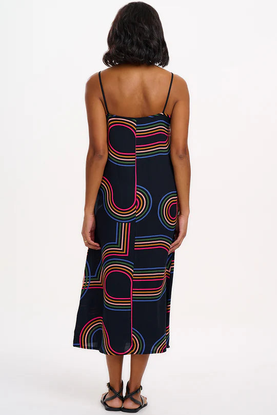 Gretchen Midi Sundress - Black, Retro Racer