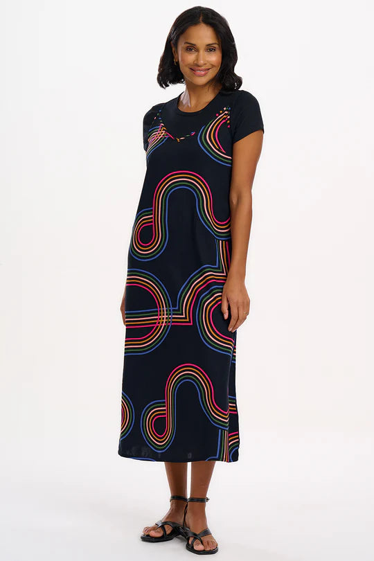 Gretchen Midi Sundress - Black, Retro Racer