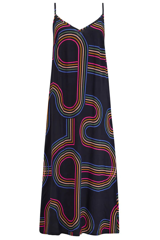 Gretchen Midi Sundress - Black, Retro Racer