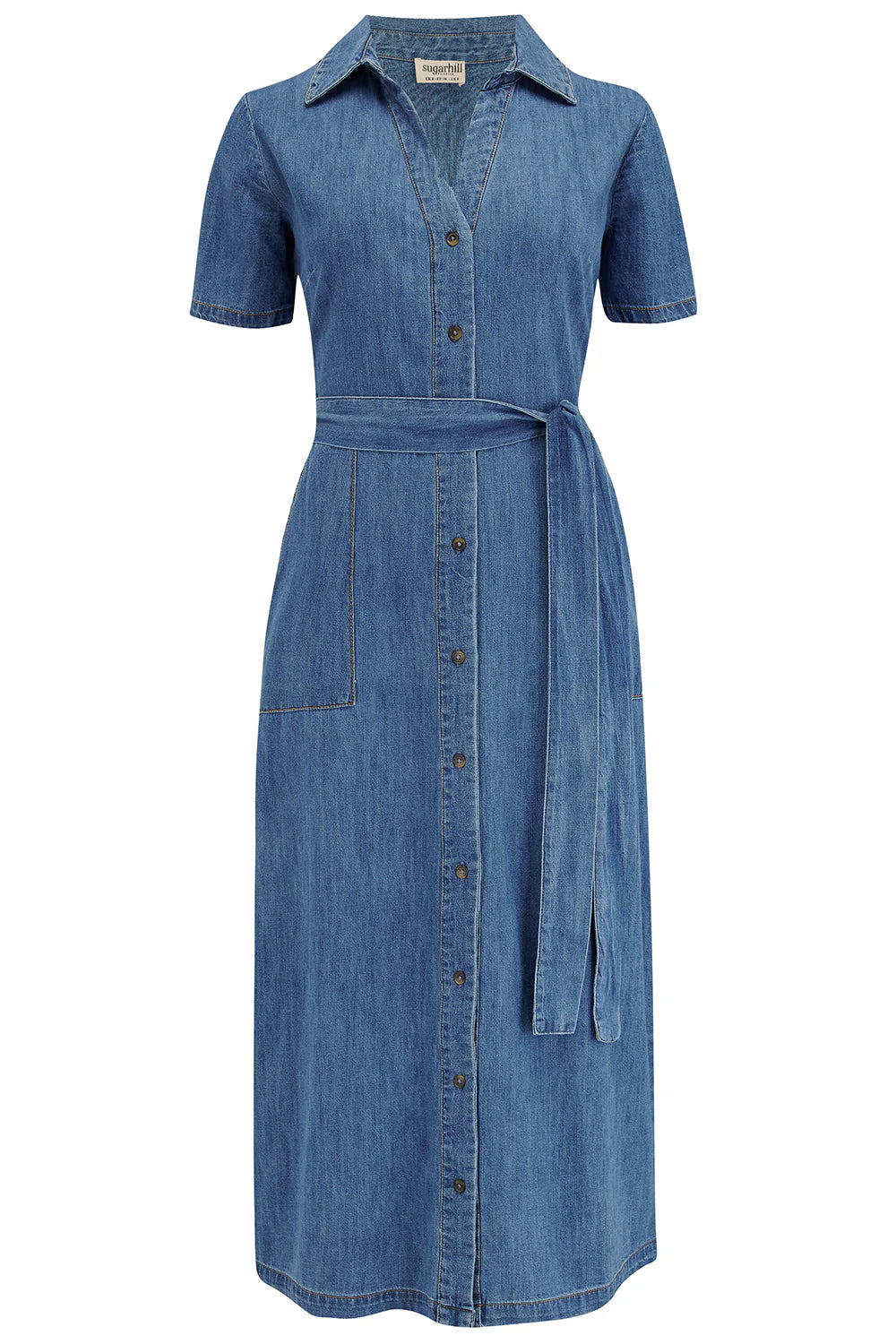 Cloretta Midi Shirt Dress - Mid Blue Denim