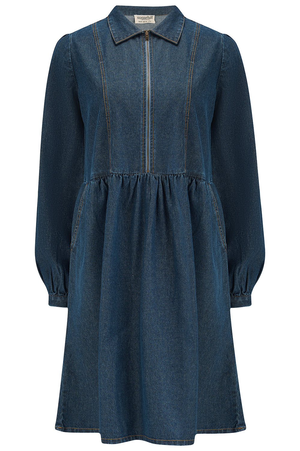 Karen Mini Smock Dress - Deep Blue Denim