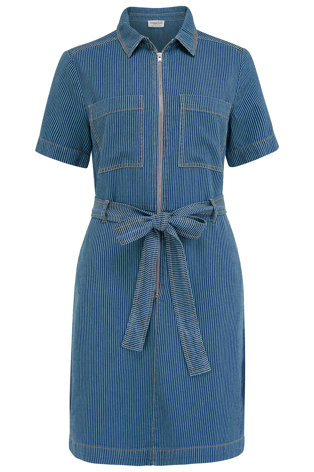 Tasha Mini Dress - Blue Stripe Denim