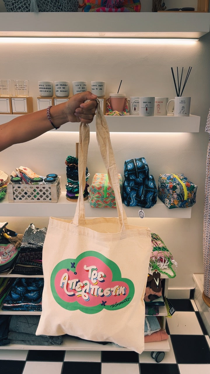 Τσάντα αγοράς άσπρη " Τρε απελπιστίκ"