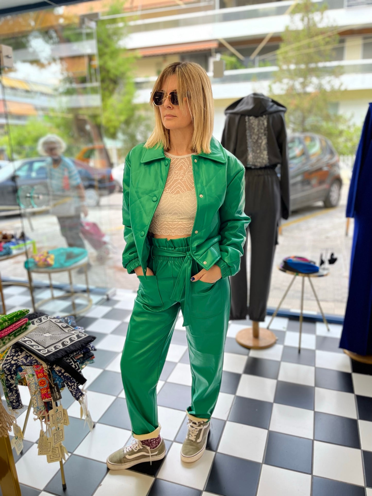 JACKET FAUX LEATHER GREEN