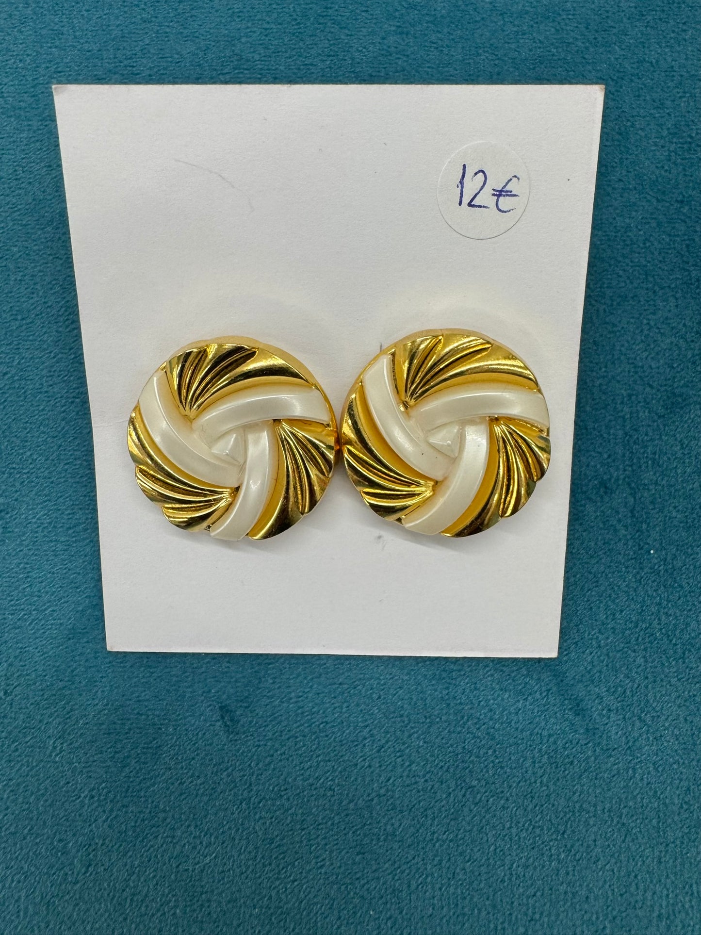 Σκουλαρίκια - earrings gold plated steel spiral white/gold