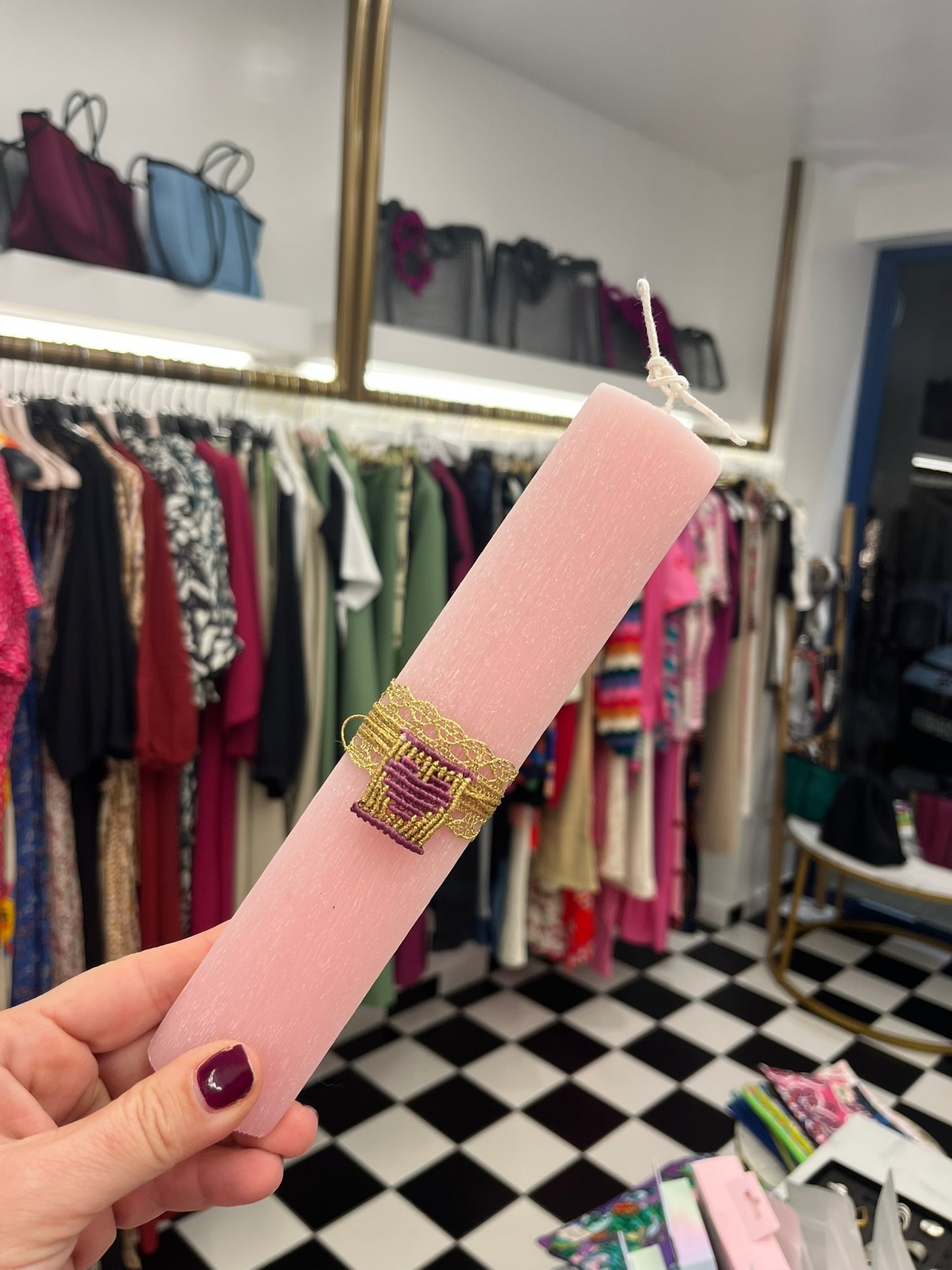 Easter candle heart purple