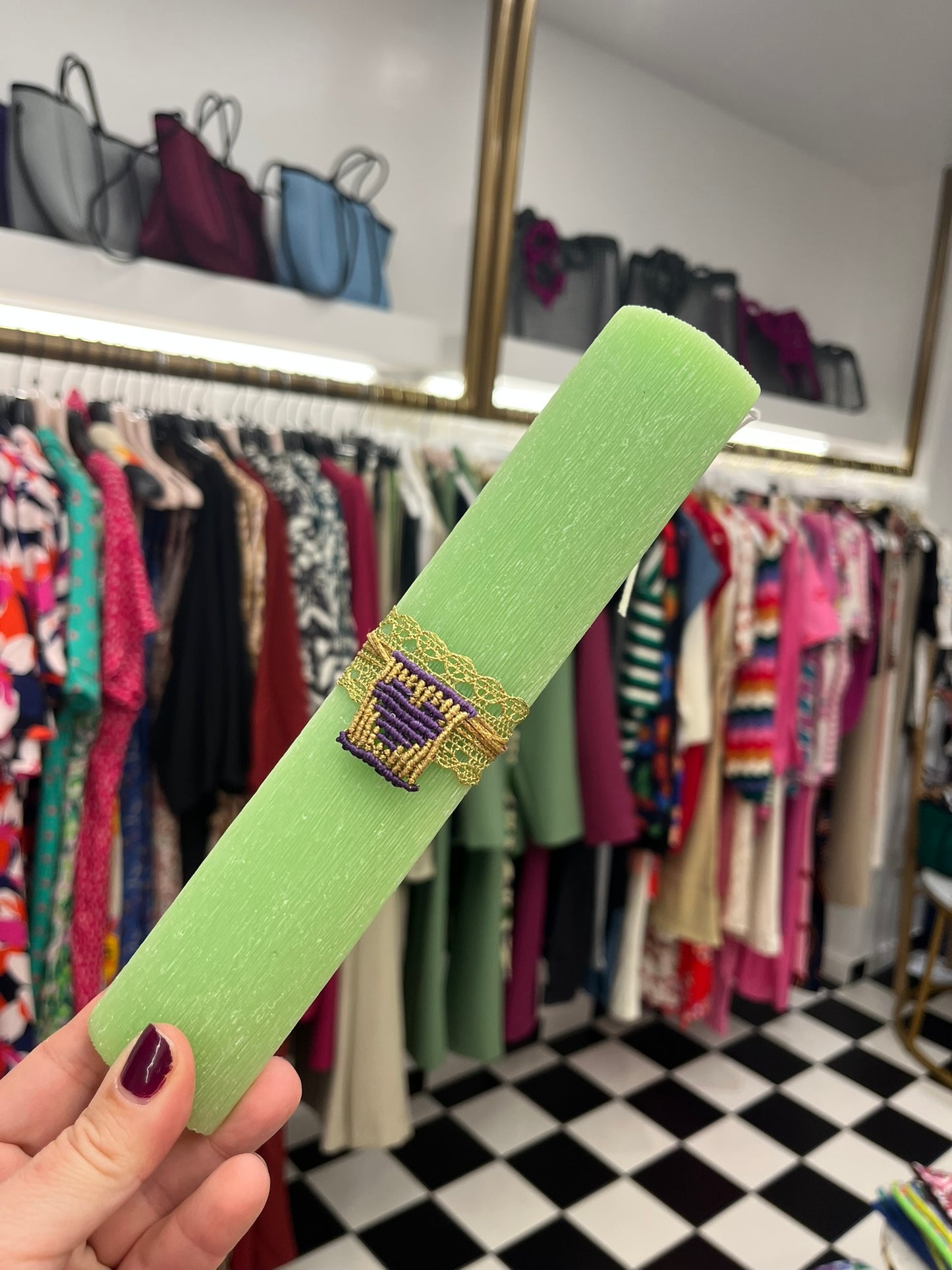 Easter candle heart purple