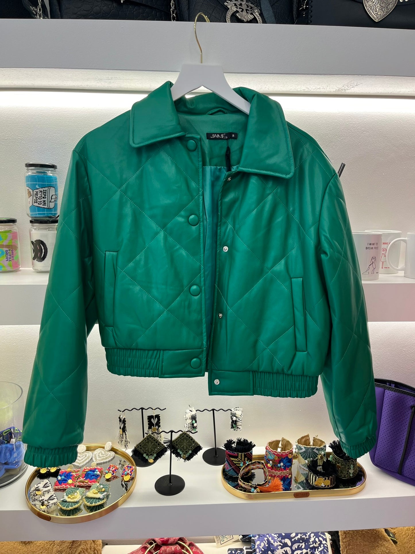 JACKET FAUX LEATHER GREEN