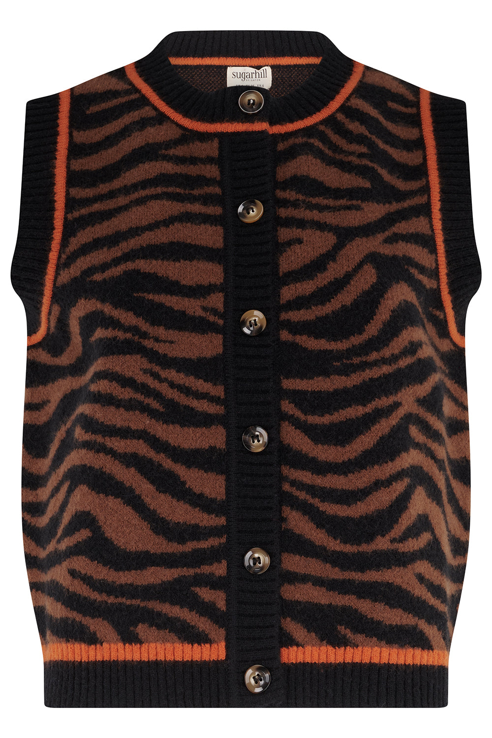 Sugarhill Brighton Natalie Πλεκτό Γιλέκο με Tiger Print