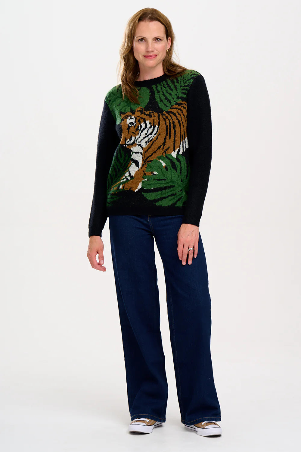 Rayna Jumper - Black, Tiger & Palms