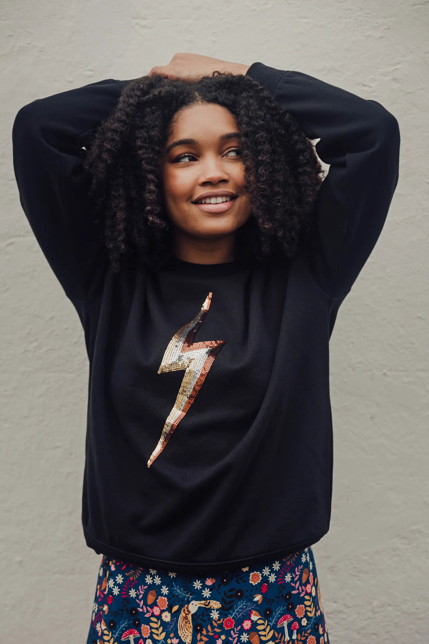 Sylvie Sweatshirt - Black, Sequin Lightning