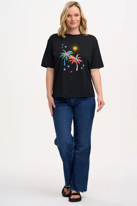 Kinsley Relaxed T-Shirt - Black, Palms & Sunshine