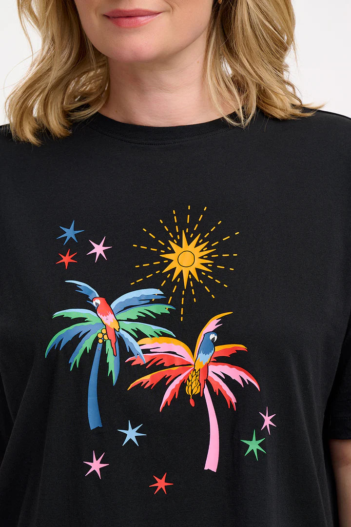 Kinsley Relaxed T-Shirt - Black, Palms & Sunshine