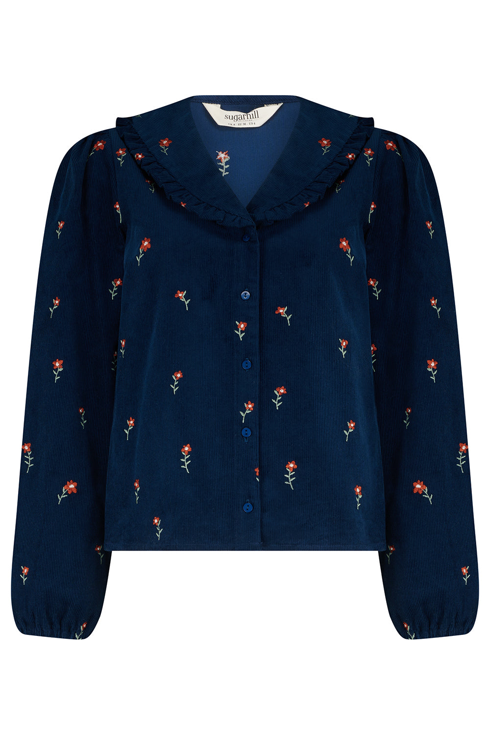 Sugarhill Brighton Bea Πετρόλ Κοτλέ Μπλούζα με Floral Κέντημα