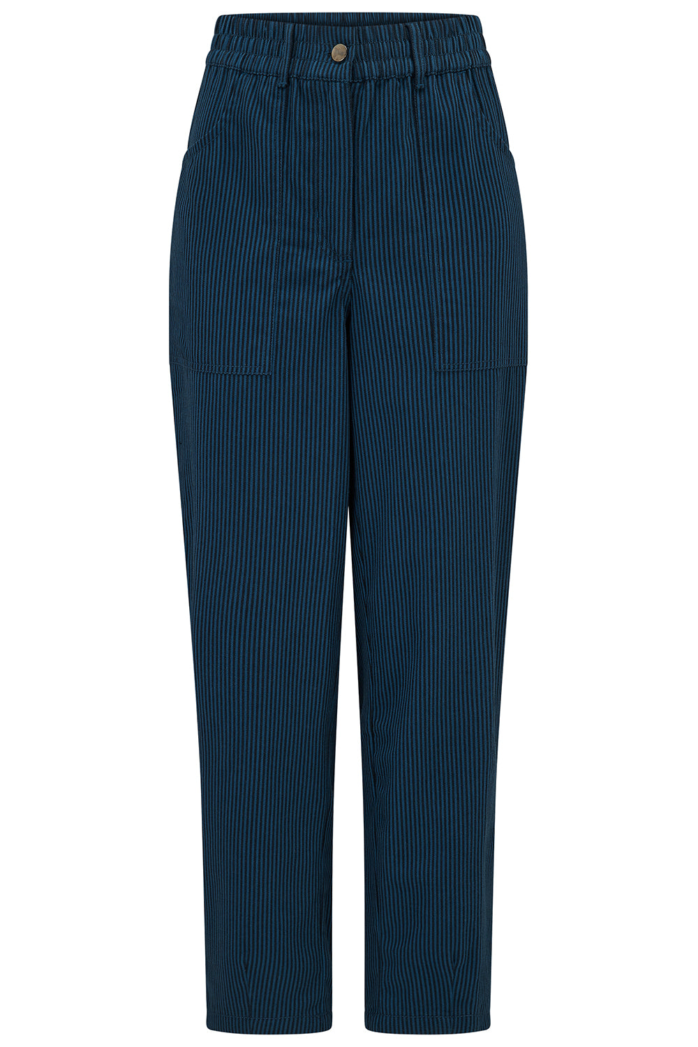 Rowan Trousers - Black/Teal, Thin Stripe