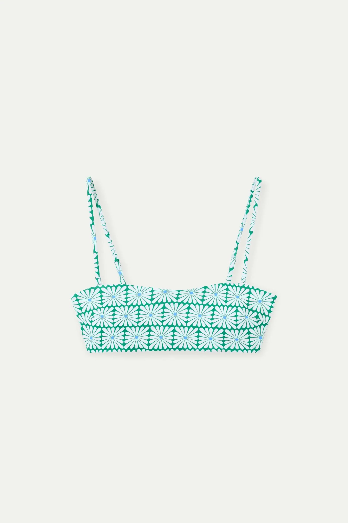 Olive Flower Green Print Straight Bikini Top