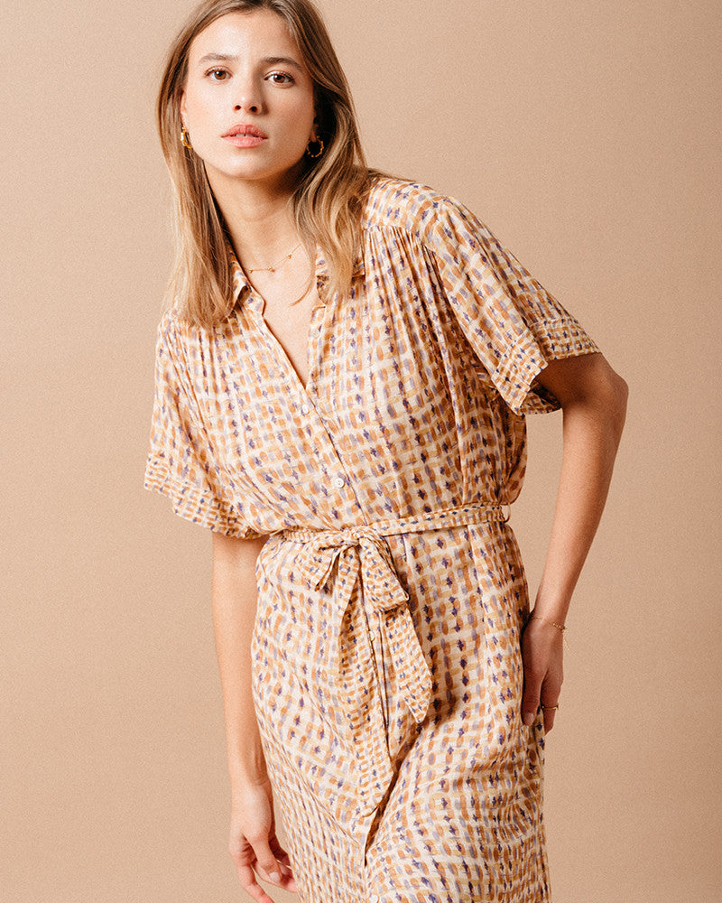 LONG DRESS OCRE MAUVE