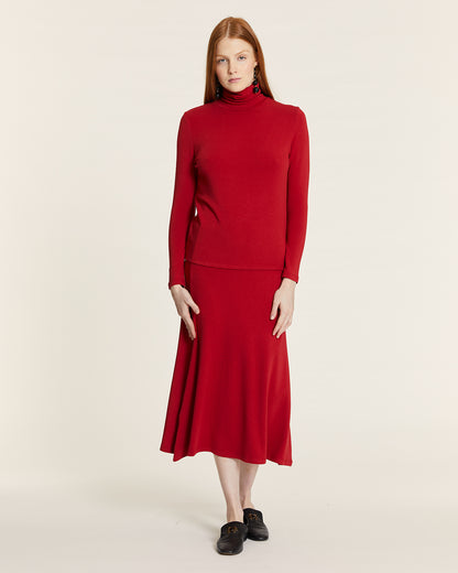 RED SWAN NECK KNIT TOP