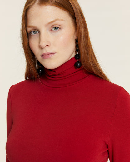RED SWAN NECK KNIT TOP