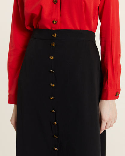 BLACK HEART BUTTON SKIRT