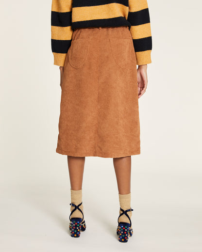 Corduroy skirt with taffeta heart buttons