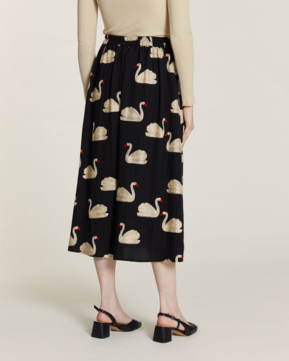 SWAN EMBROIDERED SKIRT