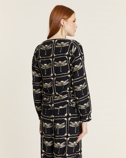 DRAGONFLIES EMBROIDERED BLOUSE