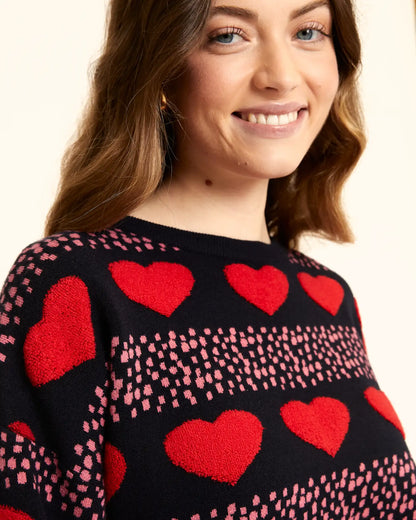 Black heart-print sweater