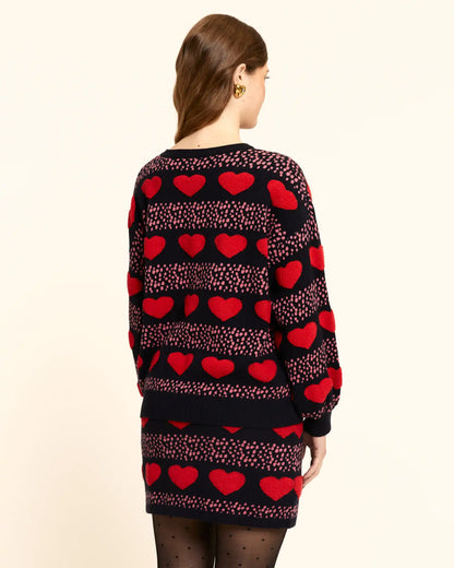 Black heart-print sweater